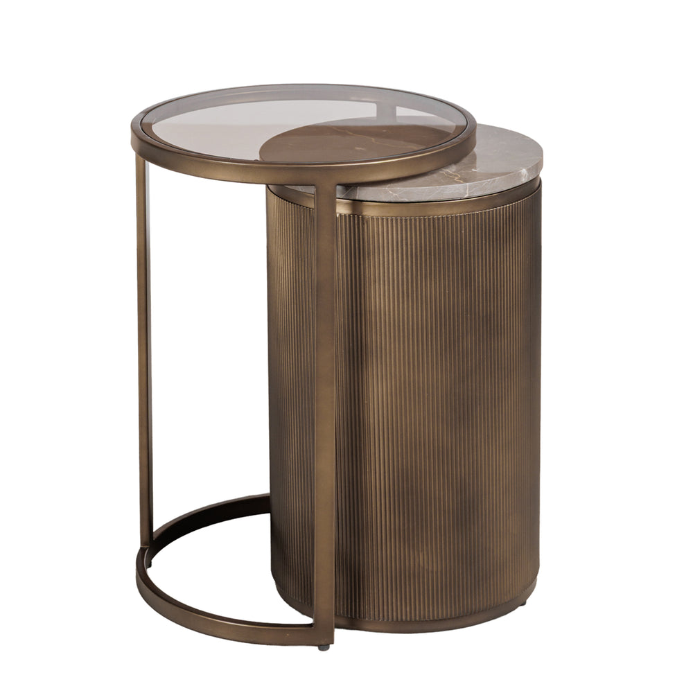 Modern gold nesting side tables set with round design