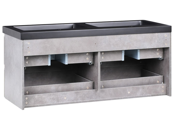 Wall Mounted Double Basin Vanity Unit 120 cm 52 cm Grey Caridel
