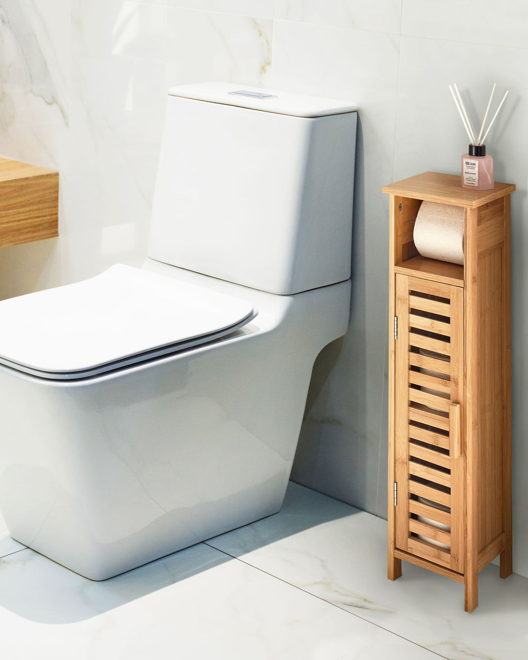 Toilet Paper Cabinet Bamboo Wood Light Brown Olathe