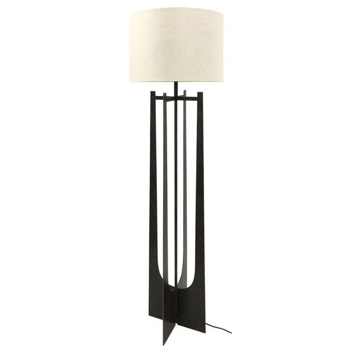 Libra Glenthorpe Hammered Iron Floor Lamp Gilded Oak Finish with Irish Linen Shade