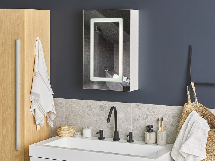Bathroom Wall Mounted Mirror Cabinet LED 40 cm 60 cm White Condor