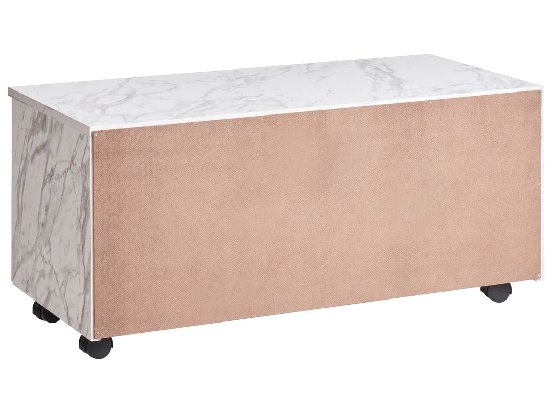 Bathroom Cabinet with Wheels 80 cm White Marble Teresina