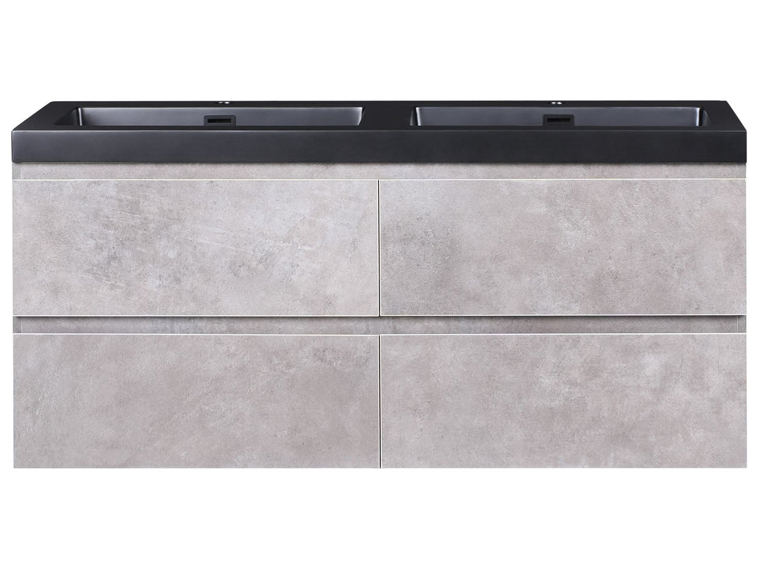 Wall Mounted Double Basin Vanity Unit 120 cm 52 cm Grey Caridel