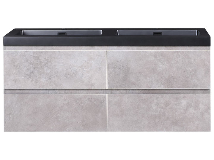 Wall Mounted Double Basin Vanity Unit 120 cm 52 cm Grey Caridel