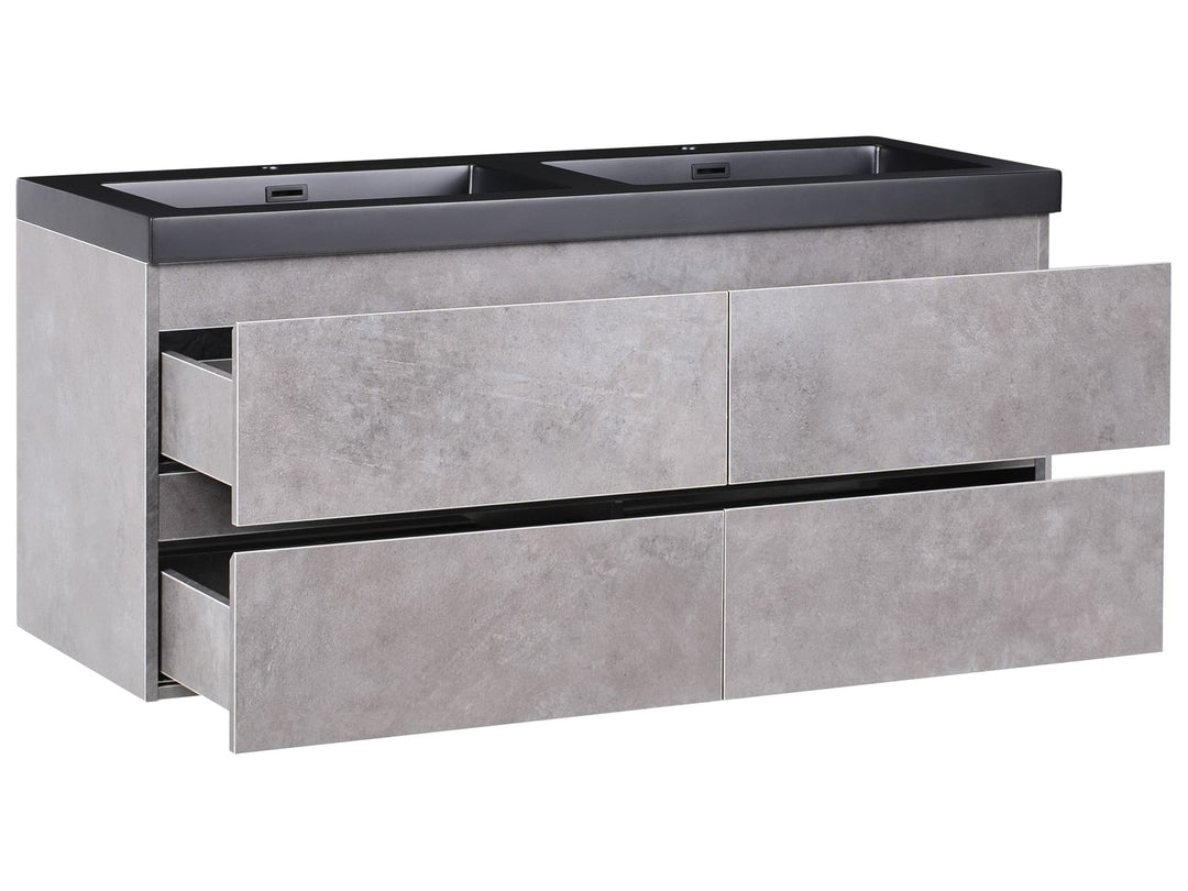 Wall Mounted Double Basin Vanity Unit 120 cm 52 cm Grey Caridel