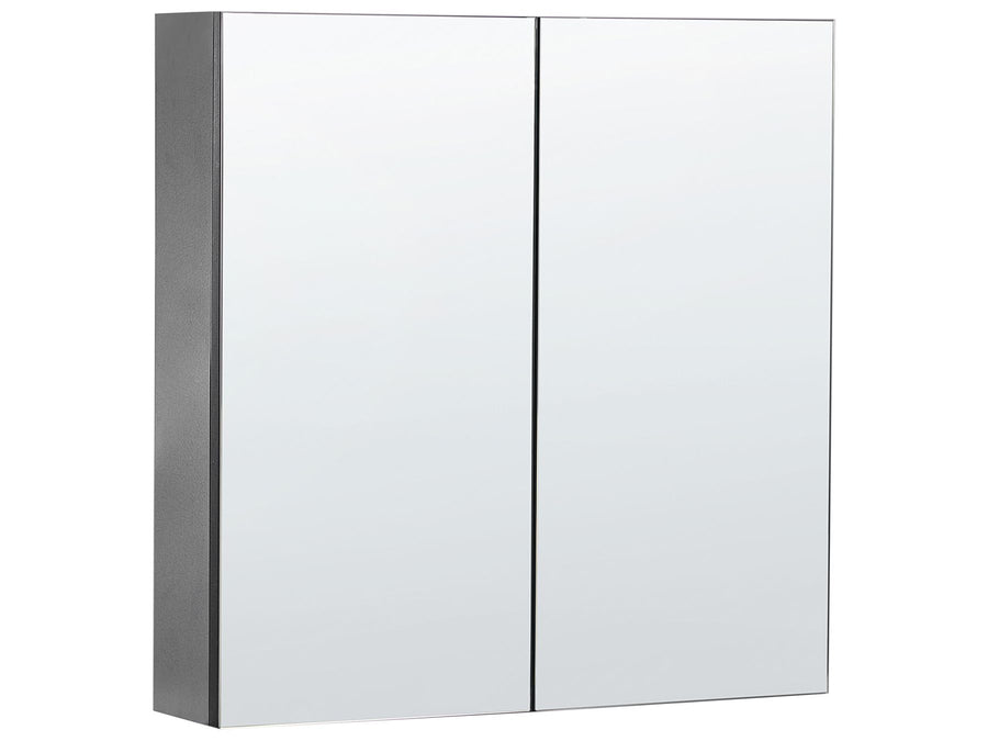 Bathroom cabinet with two mirrored doors on a white background