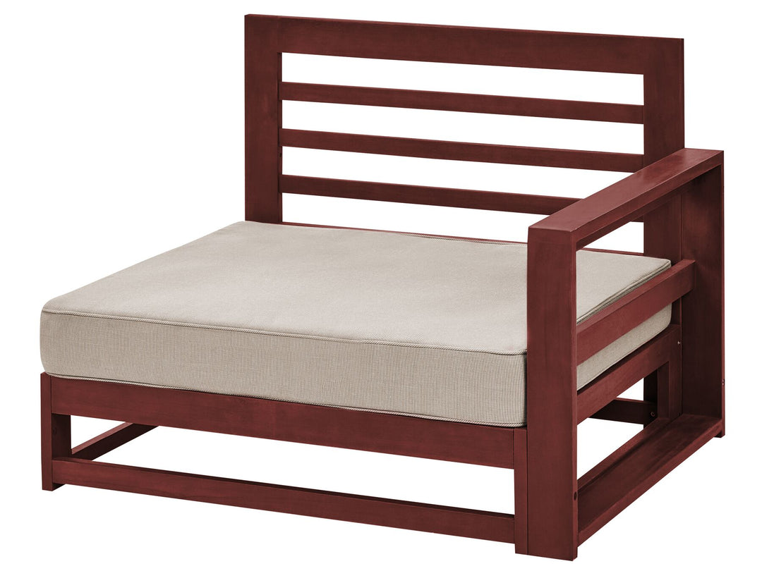 Timor Garden Corner Sofa with Table 4 Seater Right Hand Modular Acacia Wood Dark Red