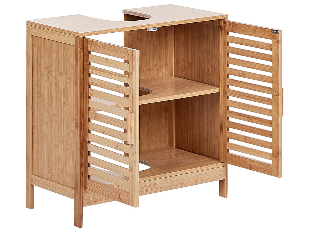Washbasin Cabinet Bamboo Wood 60 cm Light Brown Missoula