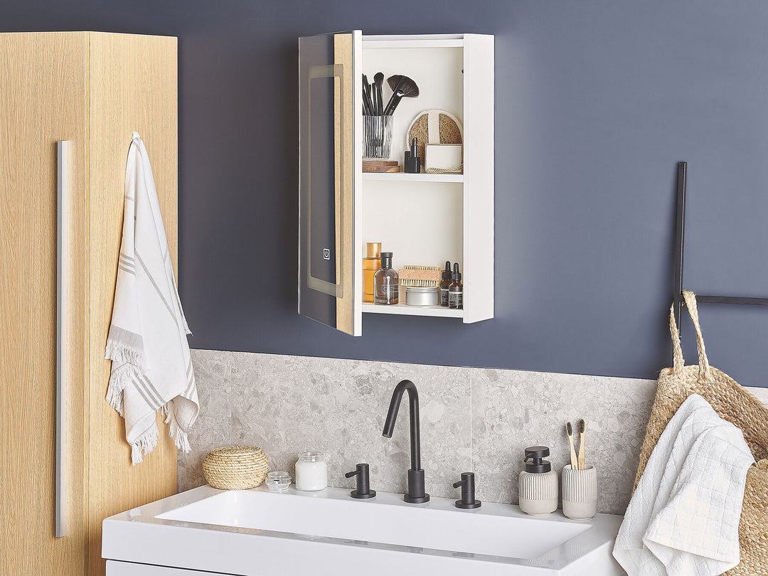Bathroom Wall Mounted Mirror Cabinet LED 40 cm 60 cm White Condor