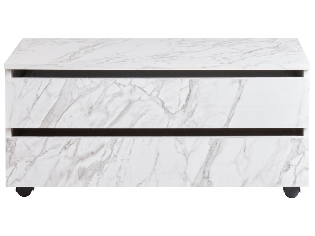 Bathroom Cabinet with Wheels 80 cm White Marble Teresina