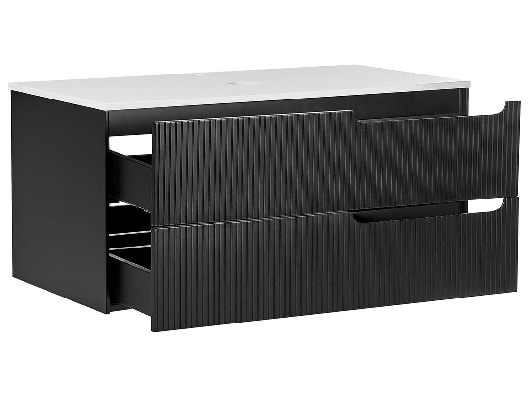 Wall Mounted Washbasin Cabinet 100 cm Black Quintela