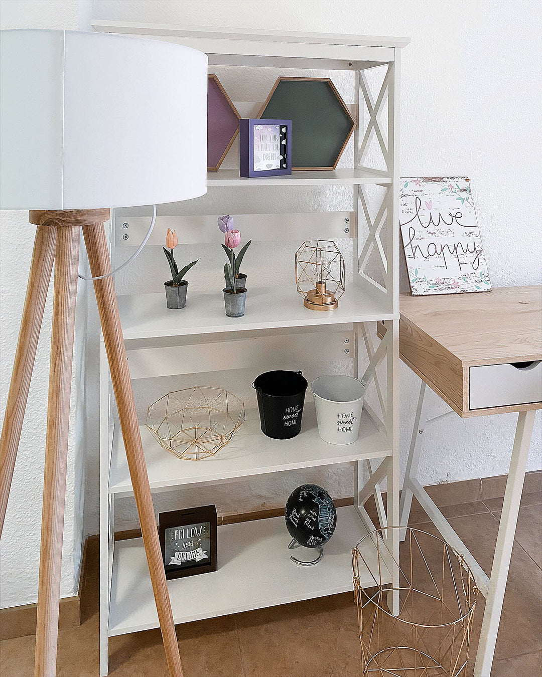 4 Tier Bookcase 152 cm White Afeez