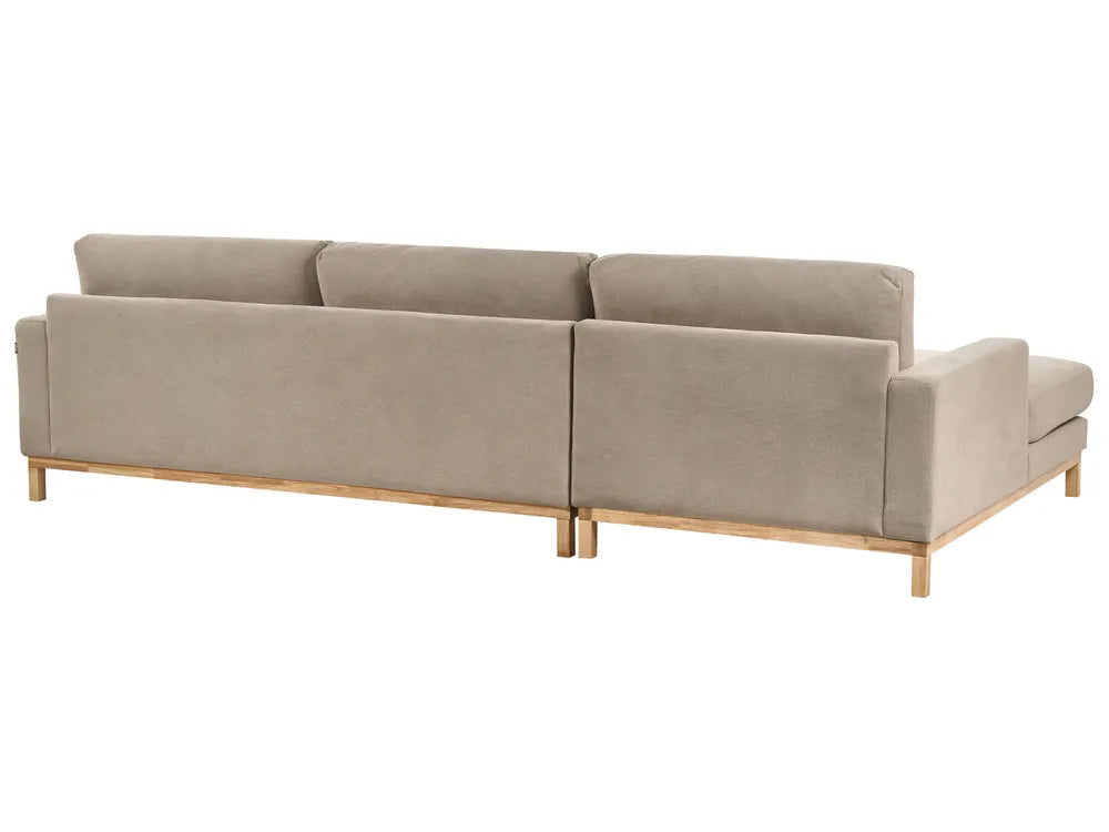 Corner Sofa 4 Seater Fabric Taupe Right Hand Deavan