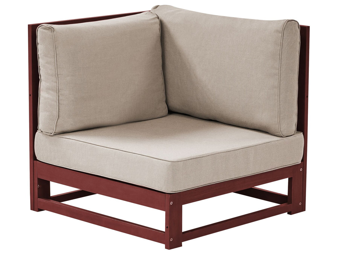 Timor Garden Corner Sofa with Table 4 Seater Right Hand Modular Acacia Wood Dark Red