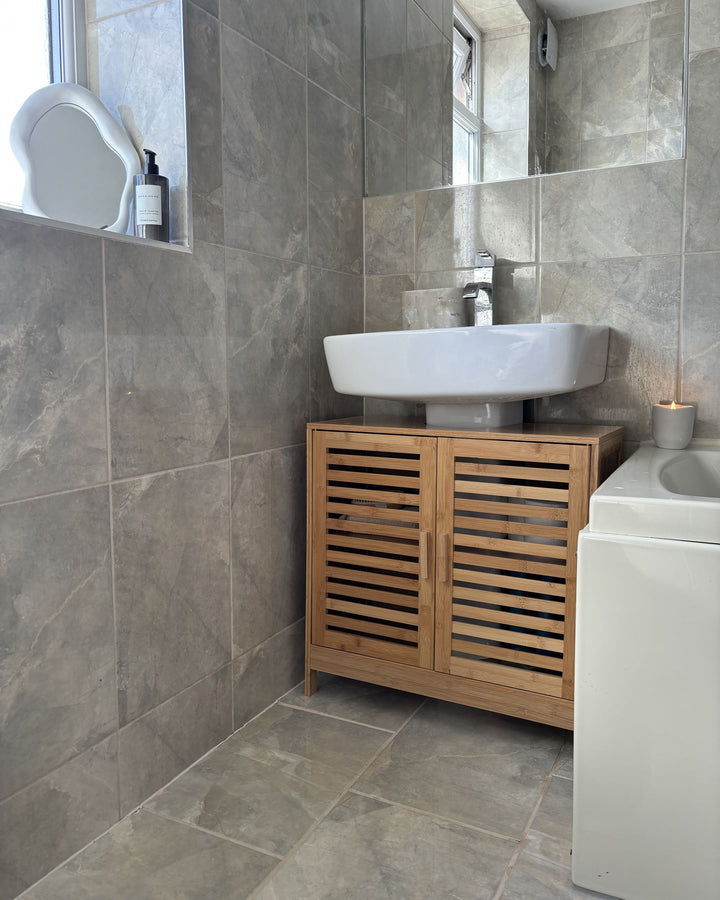 Washbasin Cabinet Bamboo Wood 60 cm Light Brown Missoula