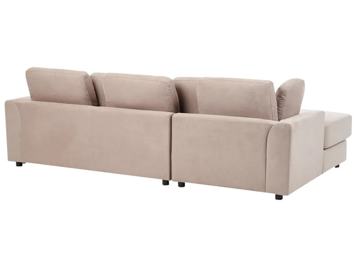 Corner Sofa 4 Seater Fabric Taupe with Ottoman Right Hand Olva