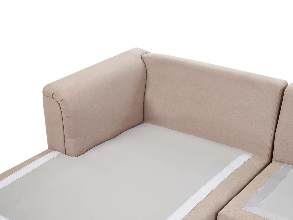 Corner Sofa 4 Seater Fabric Taupe with Ottoman Right Hand Olva