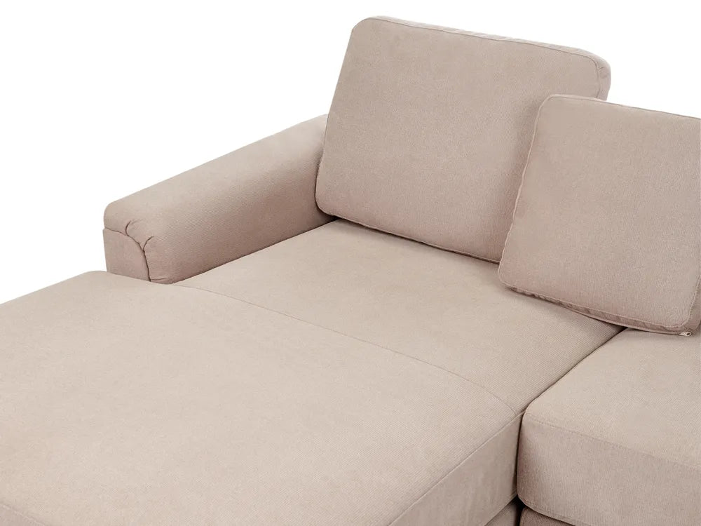 Corner Sofa 4 Seater Fabric Taupe with Ottoman Right Hand Olva