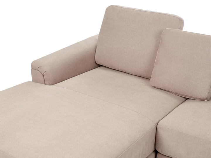 Corner Sofa 4 Seater Fabric Taupe with Ottoman Right Hand Olva