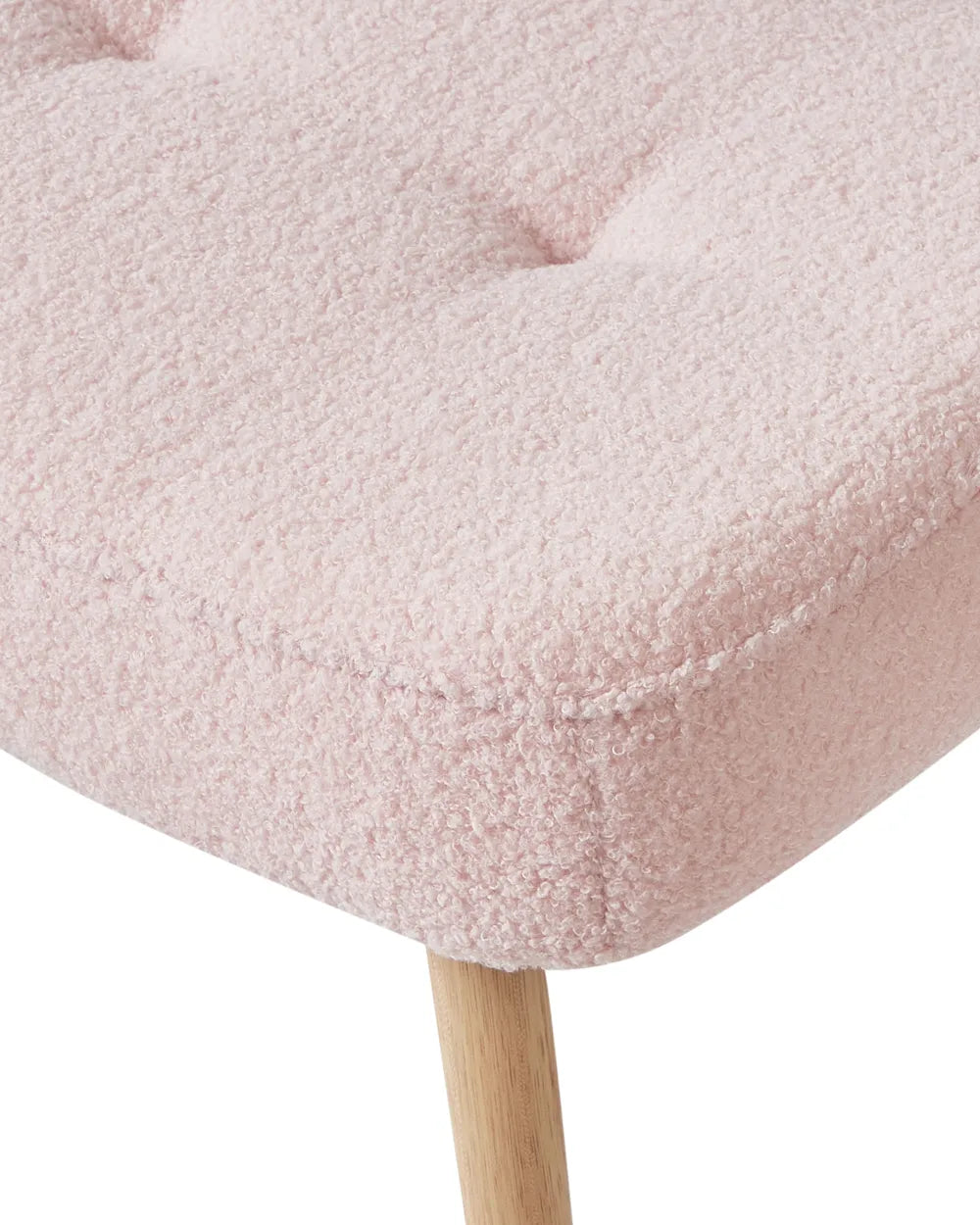 Wingback Chair with Footstool Boucle Pastel Pink Devonaire