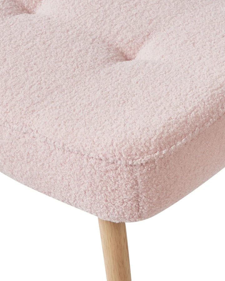 Wingback Chair with Footstool Boucle Pastel Pink Devonaire