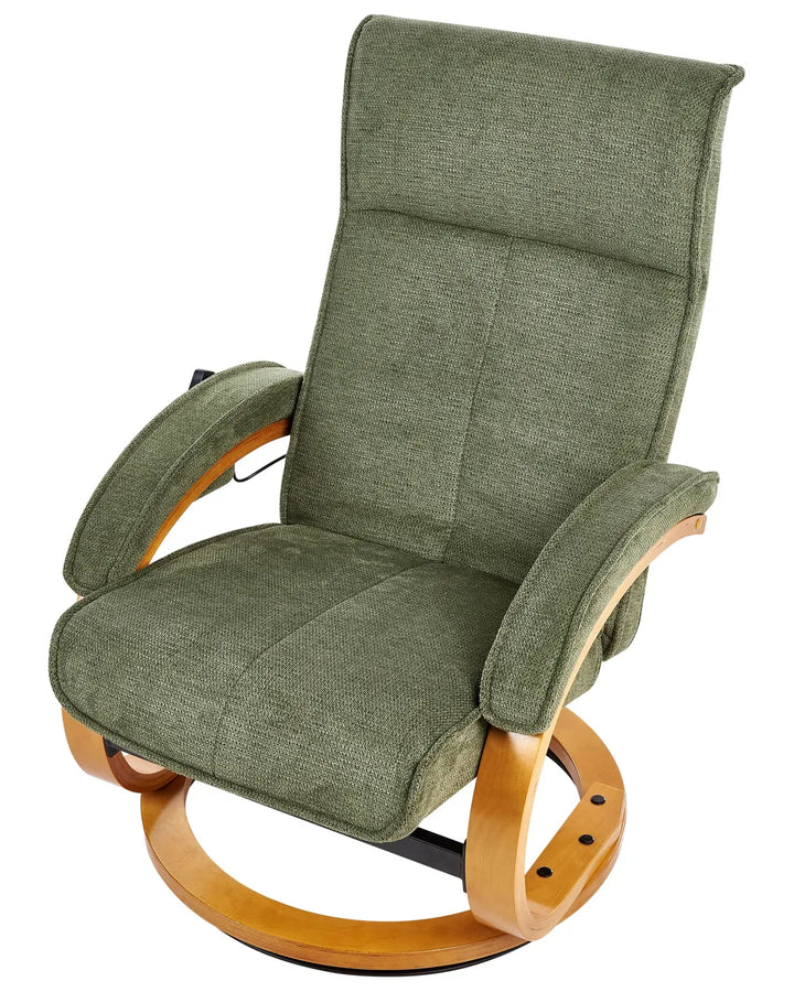 Massage Chair with Footstool Fabric Green Wimberly