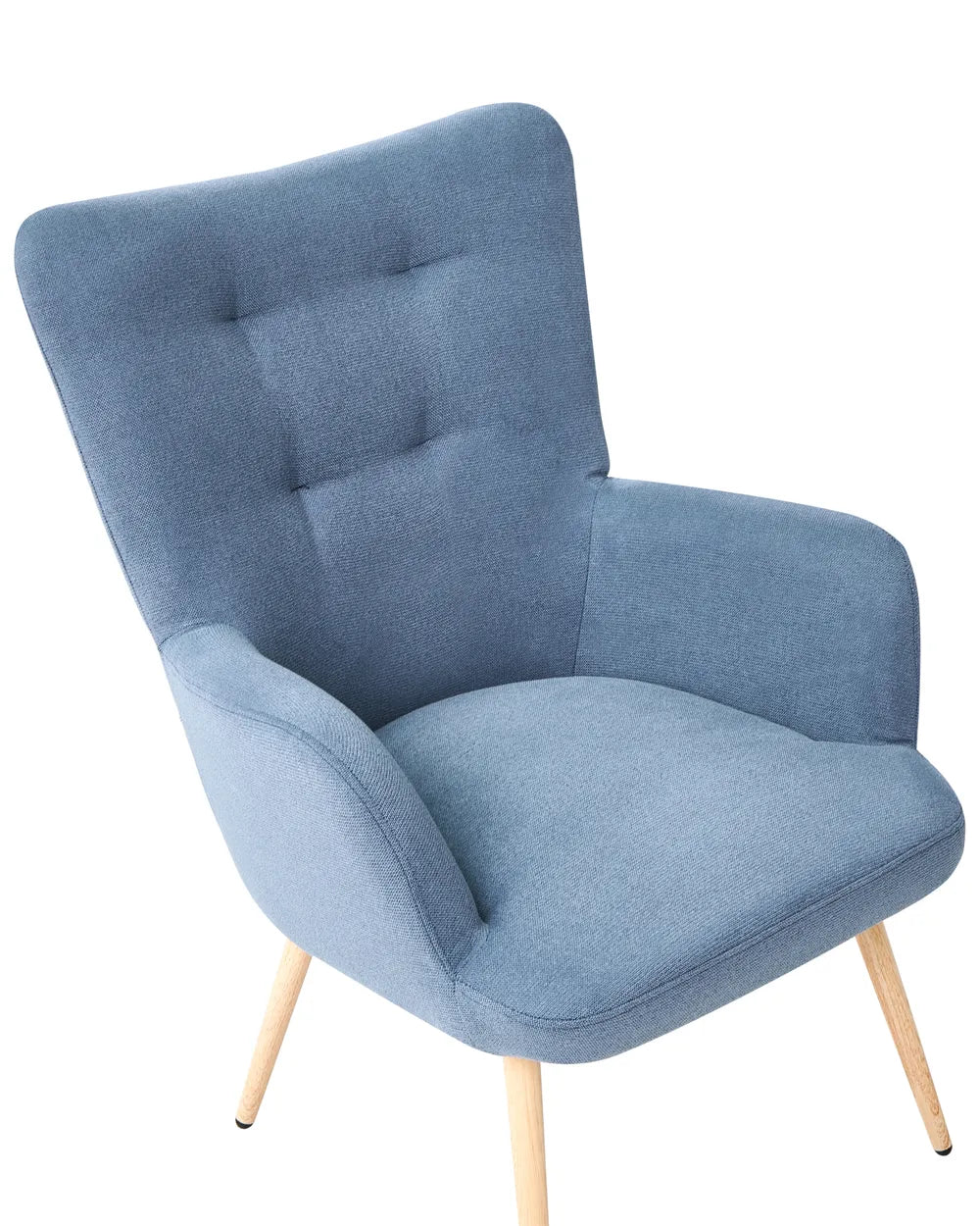 Wingback Chair with Footstool Velvet Dark Blue Devonaire