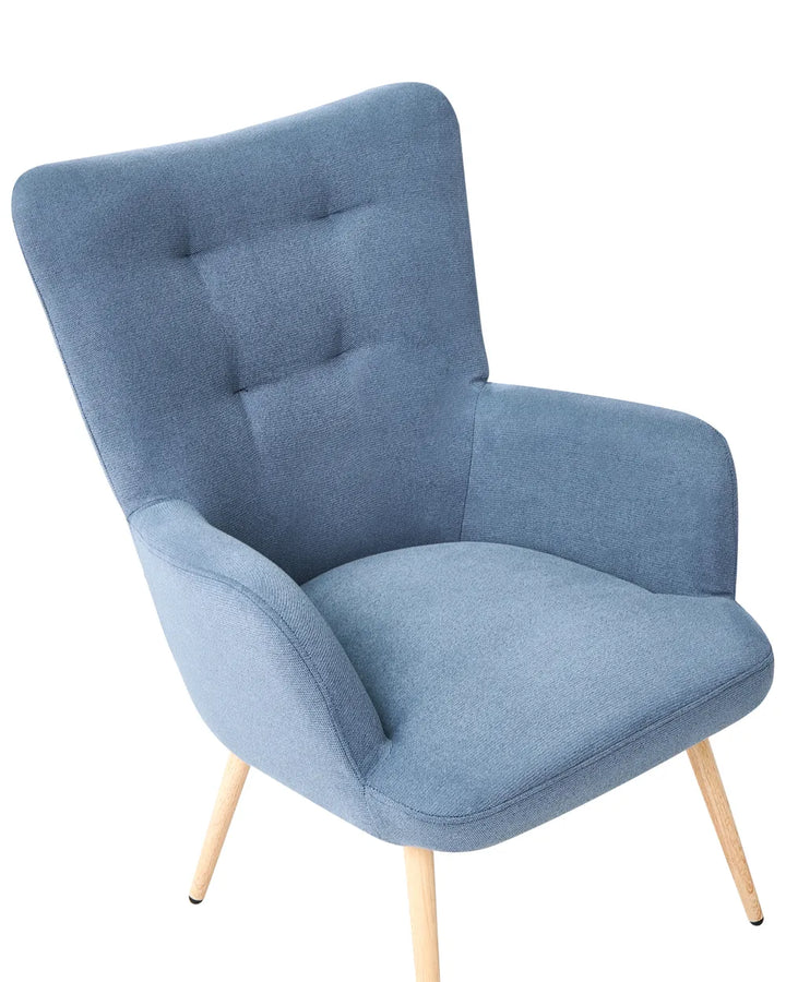 Wingback Chair with Footstool Velvet Dark Blue Devonaire