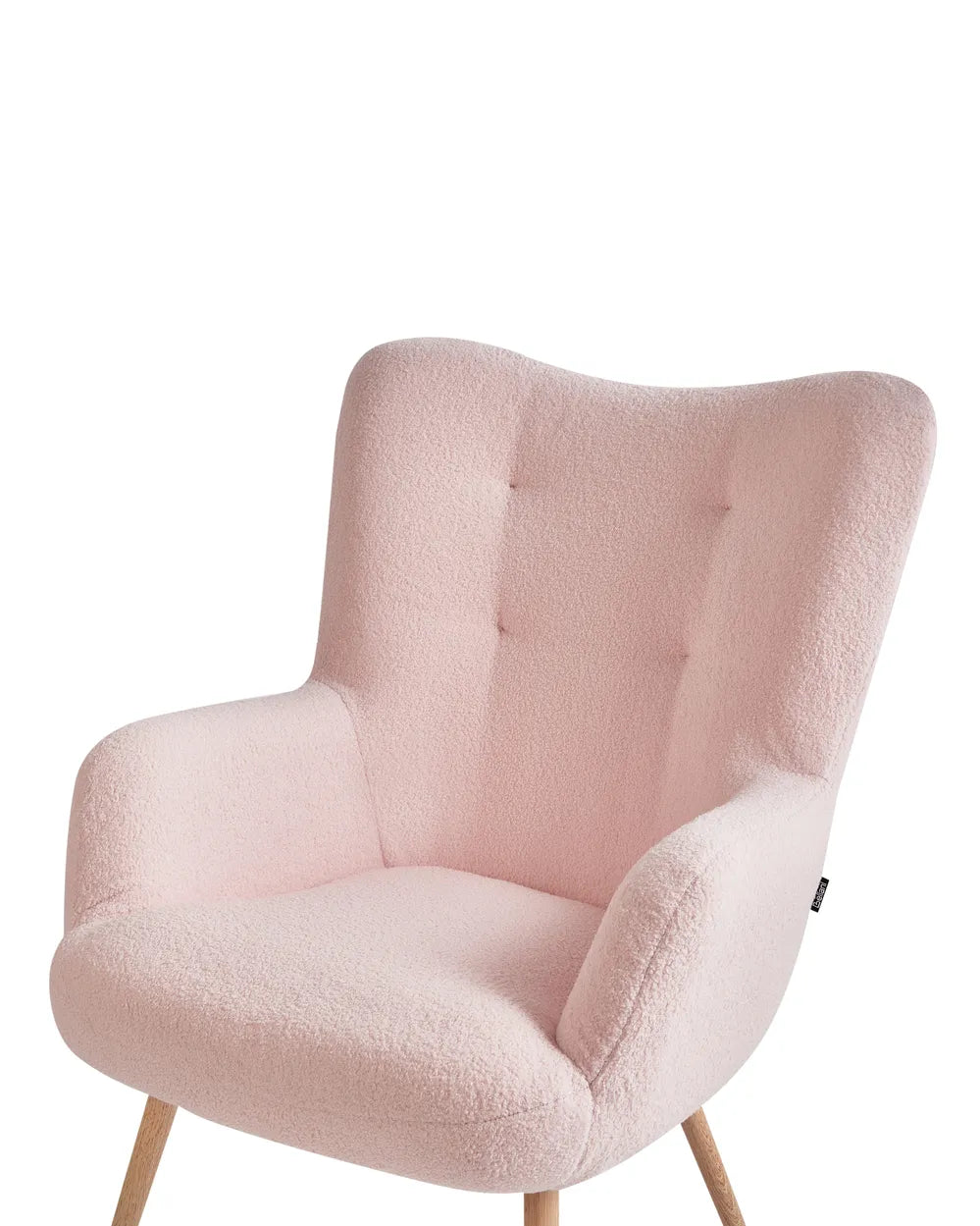 Wingback Chair with Footstool Boucle Pastel Pink Devonaire