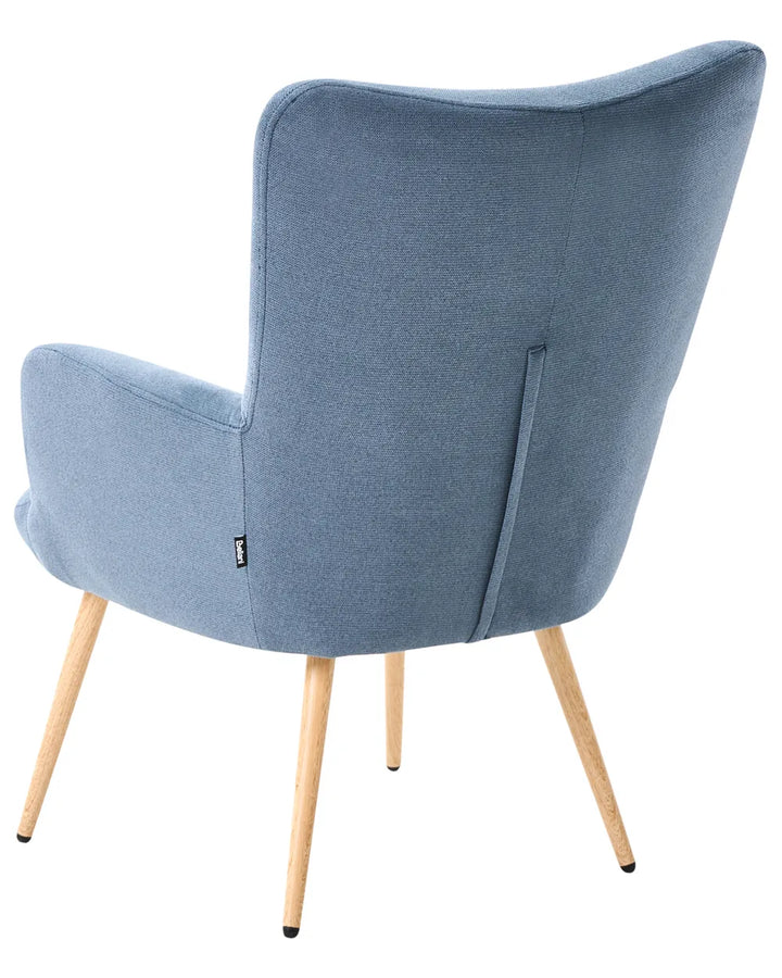 Wingback Chair with Footstool Velvet Dark Blue Devonaire