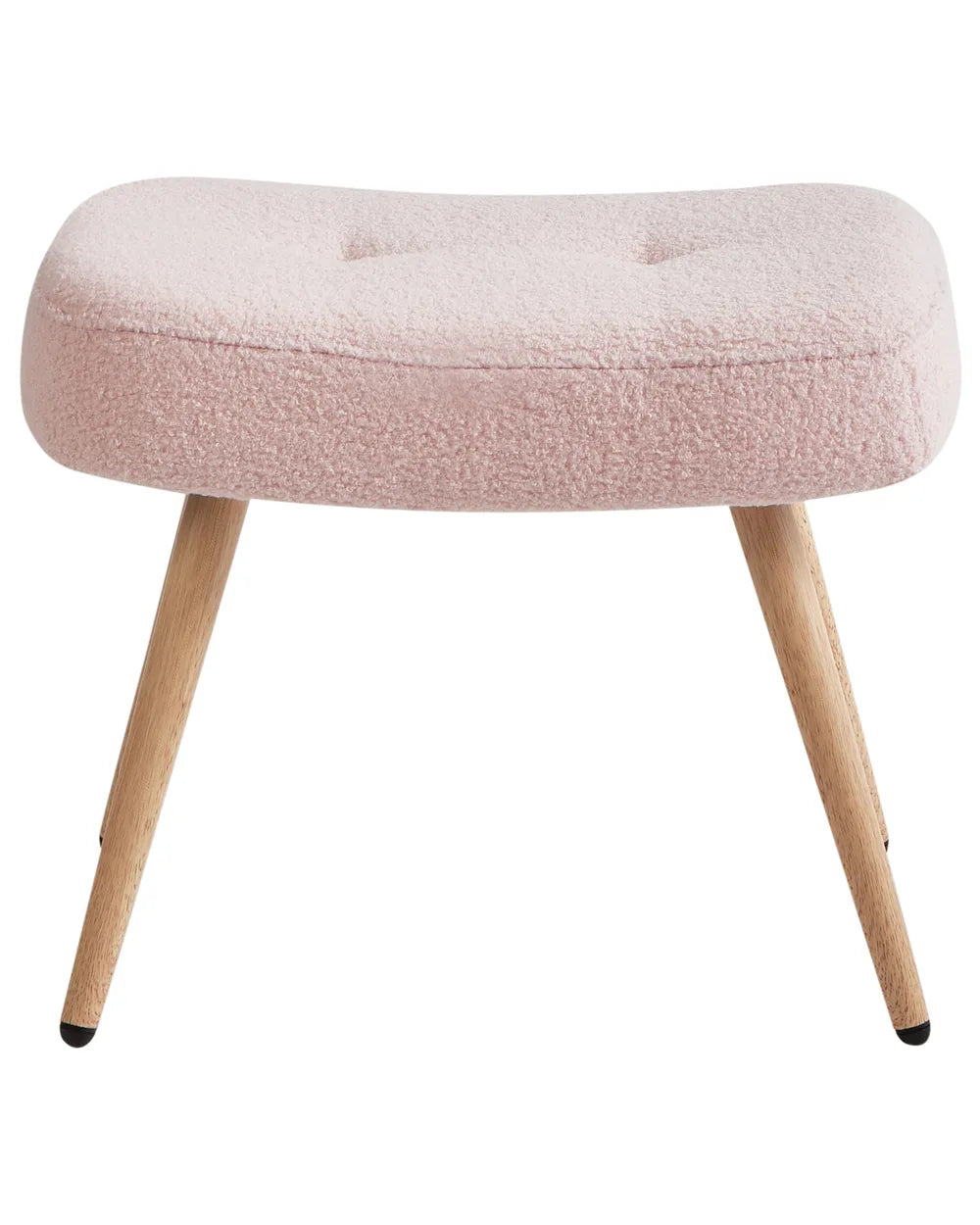 Wingback Chair with Footstool Boucle Pastel Pink Devonaire