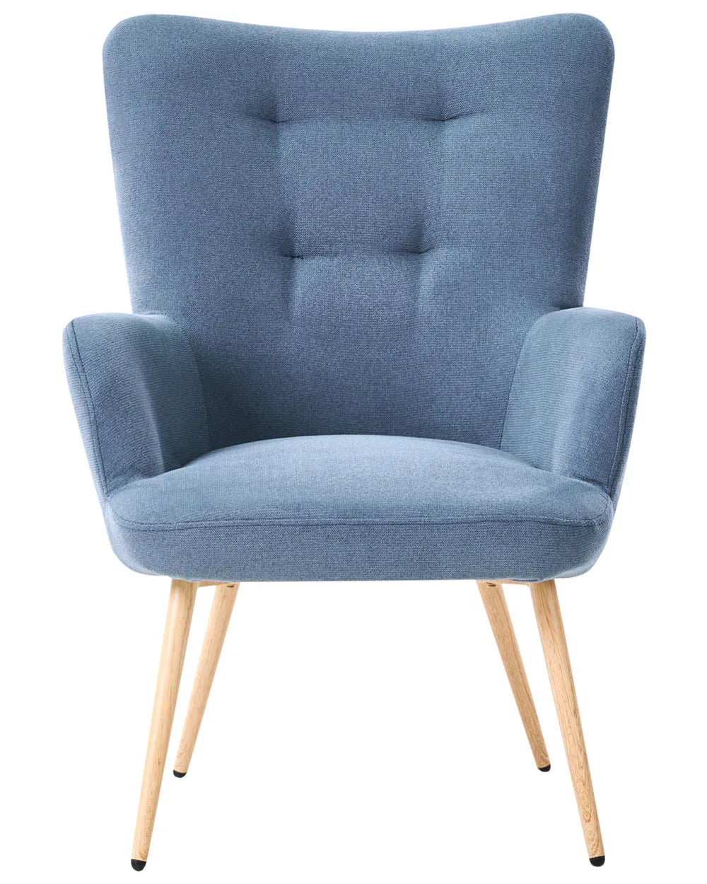 Wingback Chair with Footstool Velvet Dark Blue Devonaire
