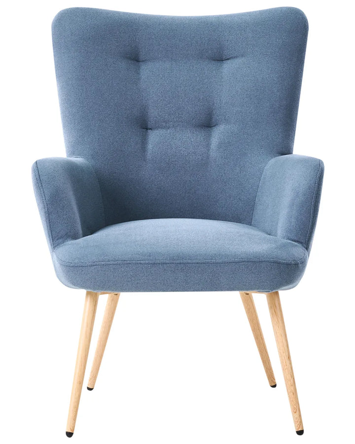 Wingback Chair with Footstool Velvet Dark Blue Devonaire