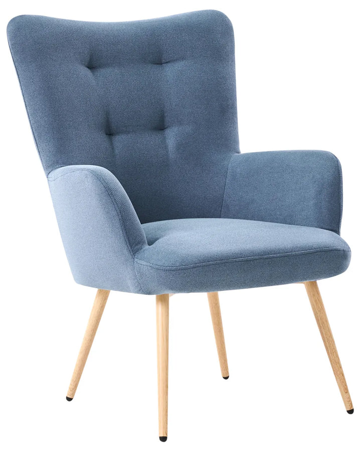 Wingback Chair with Footstool Velvet Dark Blue Devonaire