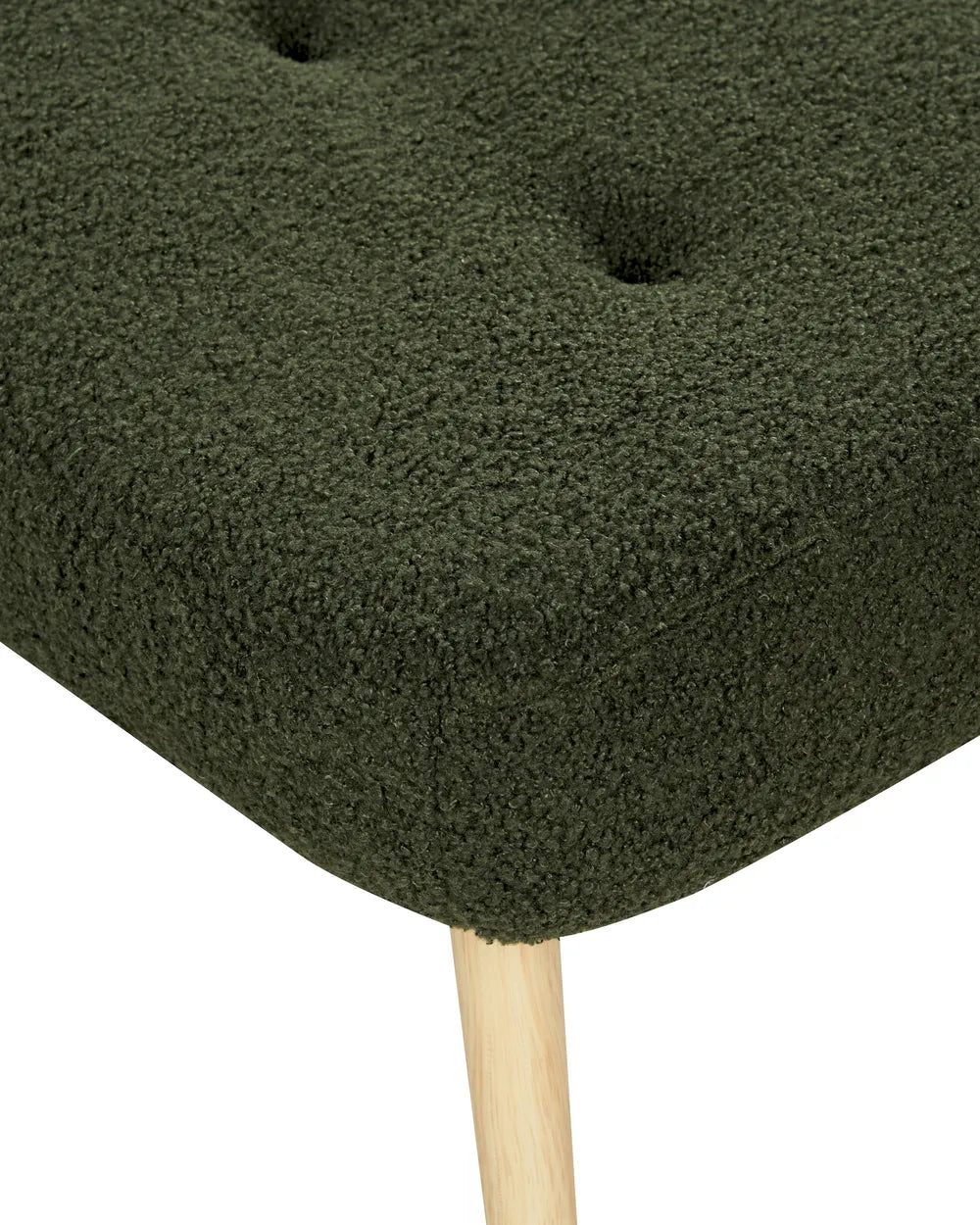 Wingback Chair with Footstool Boucle Dark Green Devonaire
