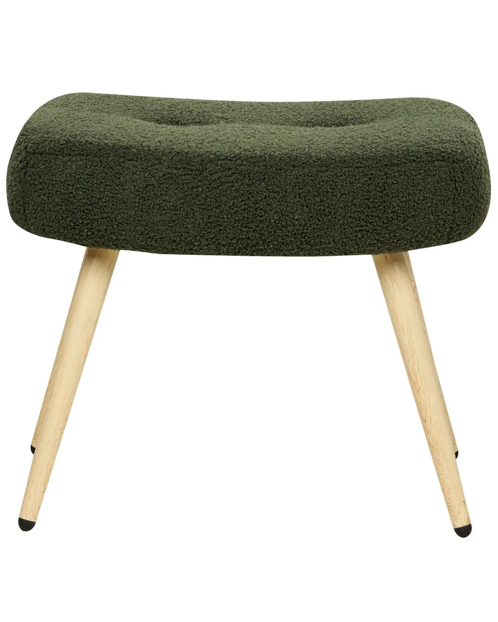 Wingback Chair with Footstool Boucle Dark Green Devonaire
