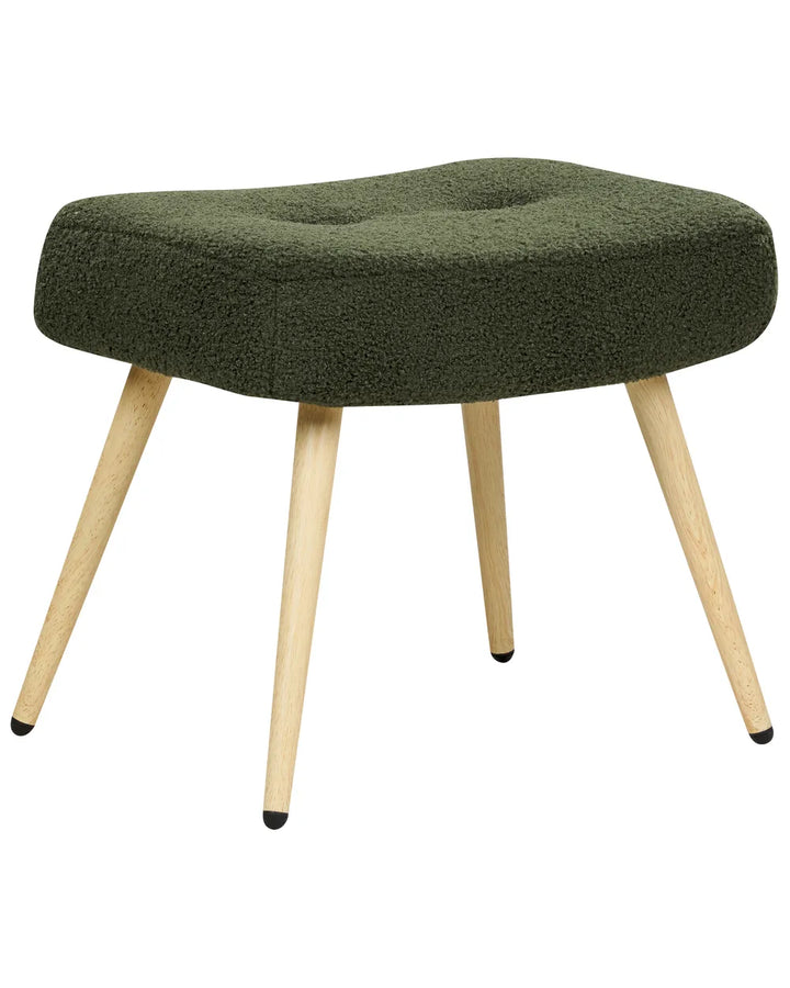 Wingback Chair with Footstool Boucle Dark Green Devonaire