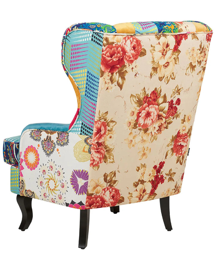 Wingback Chair Fabric Blue Gillette