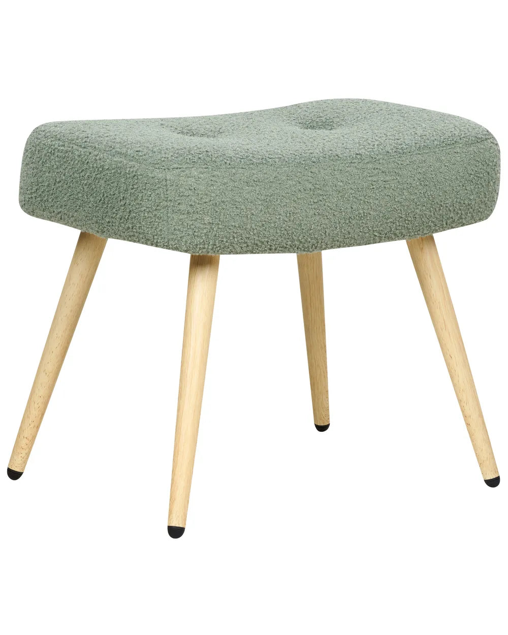 Wingback Chair with Footstool Boucle Light Green Devonaire