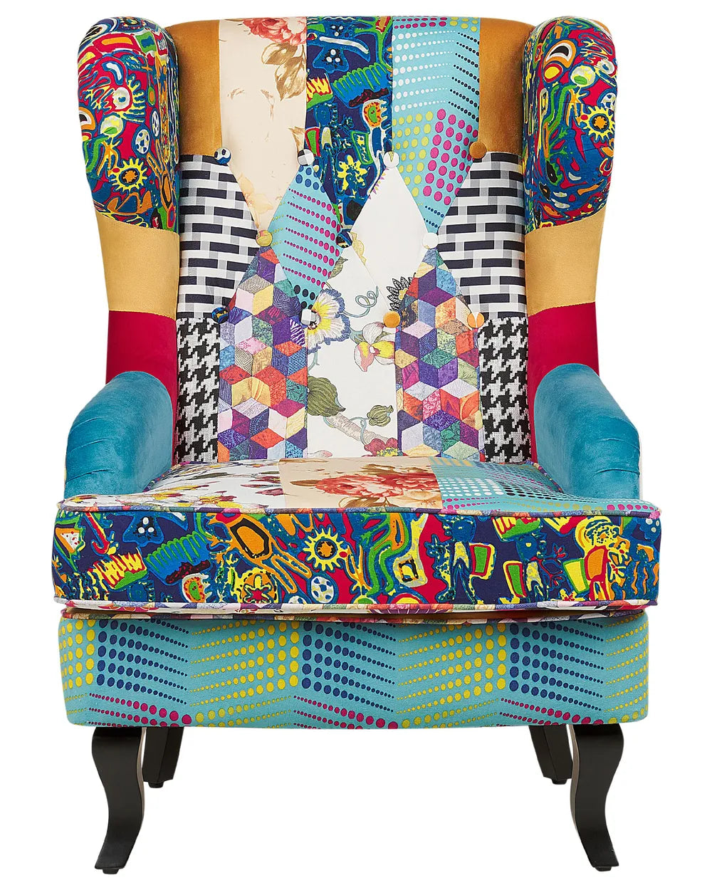 Wingback Chair Fabric Blue Gillette