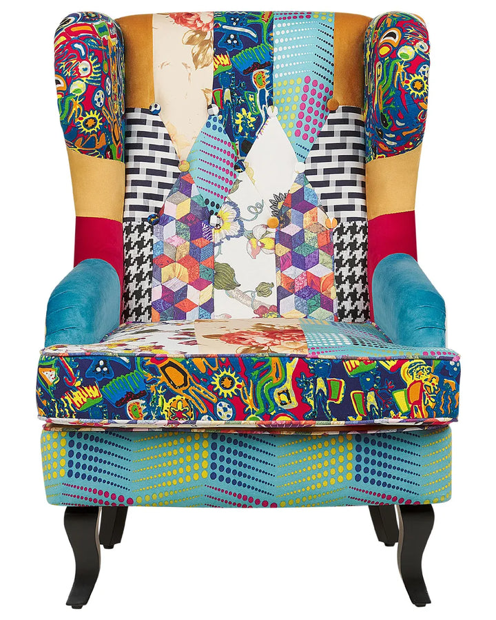Wingback Chair Fabric Blue Gillette