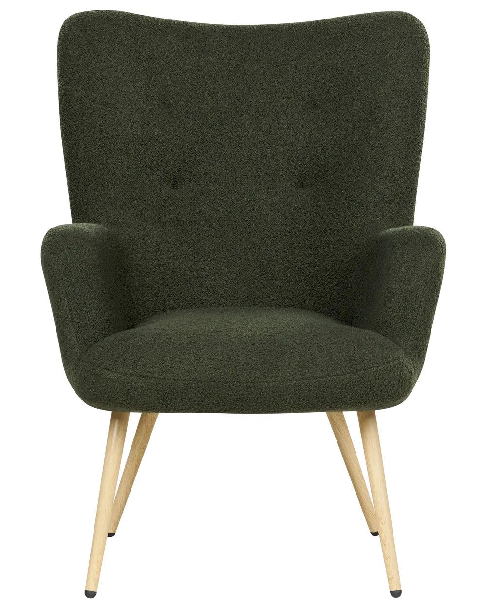 Wingback Chair with Footstool Boucle Dark Green Devonaire