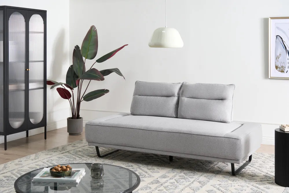 Sofa 3 Seater Fabric Grey Ambert