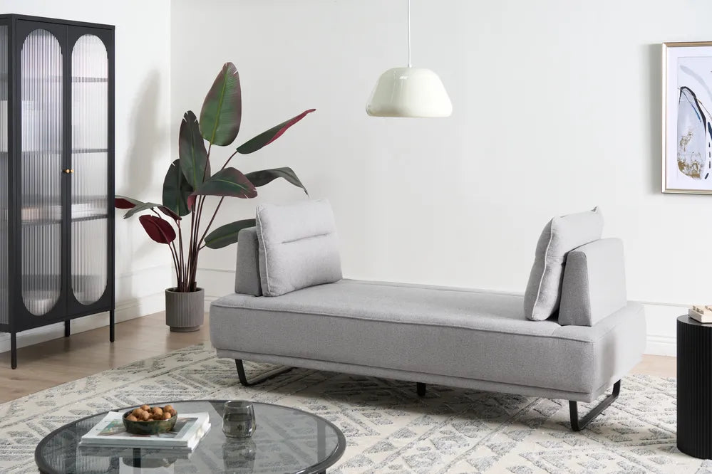 Sofa 3 Seater Fabric Grey Ambert