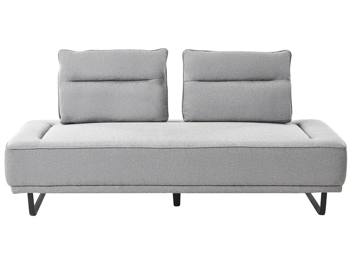 Gray sofa with two cushions on a white background