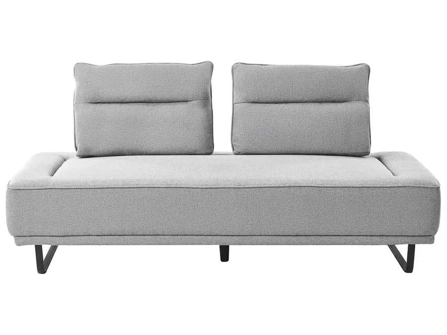 Gray sofa with two cushions on a white background