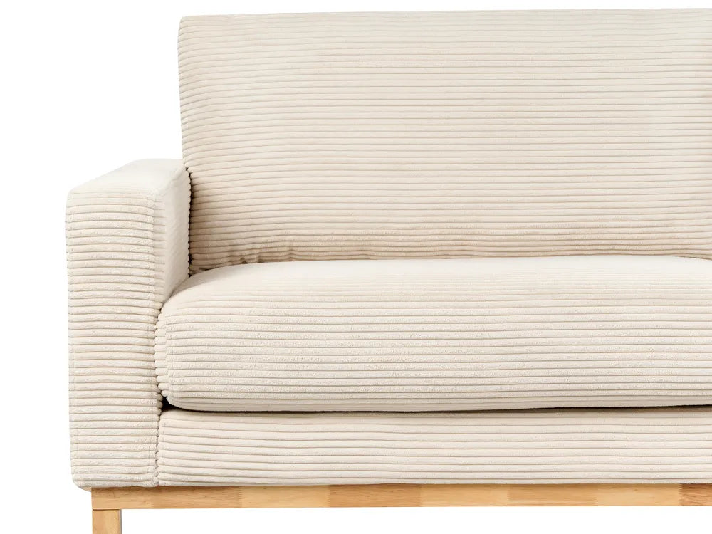 Sofa 3 Seater Corduroy Light Beige Deavan
