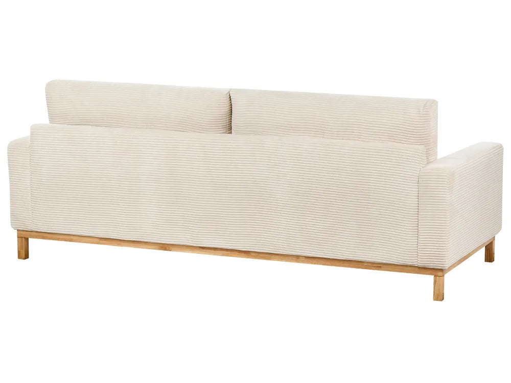 Sofa 3 Seater Corduroy Light Beige Deavan
