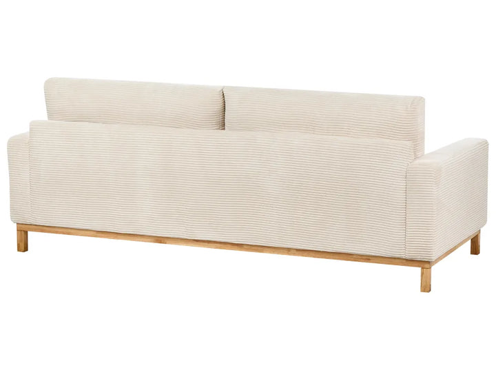 Sofa 3 Seater Corduroy Light Beige Deavan
