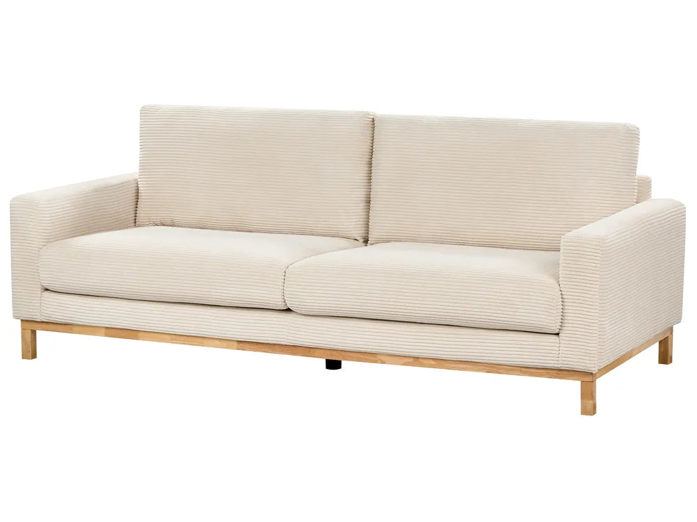 Sofa 3 Seater Corduroy Light Beige Deavan